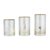 Laura Ashley Frosted Tree Candle Set of 3 Pre Lit